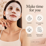 Lumi Skin styled face-mask editorial — make time